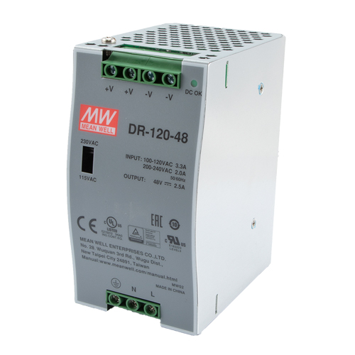 120W 48V DC Industrial Power Supply Single Output DIN Rail Mount