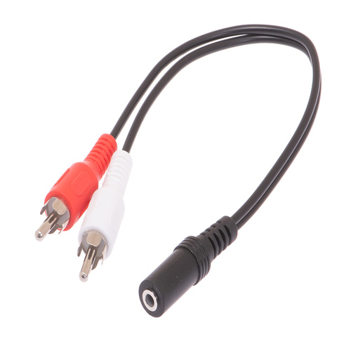 3.5mm Stereo Female to Dual RCA Male Adapter Cable - 6 IN
