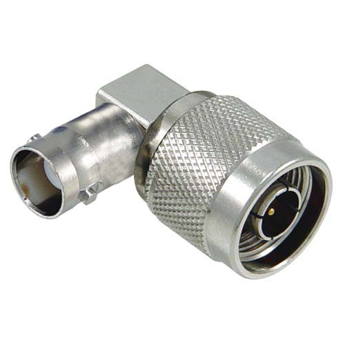 Coaxial 50 Ohm Right Angle Adapter, BNC Female / N-Male - AXA-BFNM90