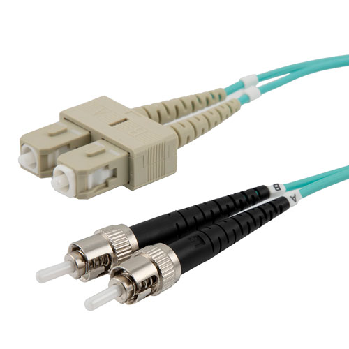 Fiber Optic Patch Cable SC to ST Duplex 50/125 multimode OM3 LSZH, 1 meter