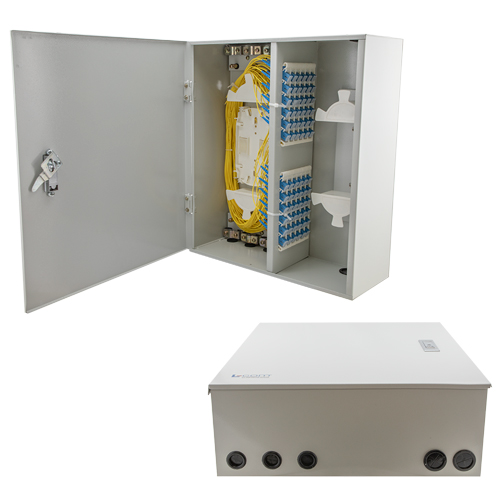 Fiber Enclosure Wall Mount with 72 SC(UPC) Single Mode Couplers & Pigtails