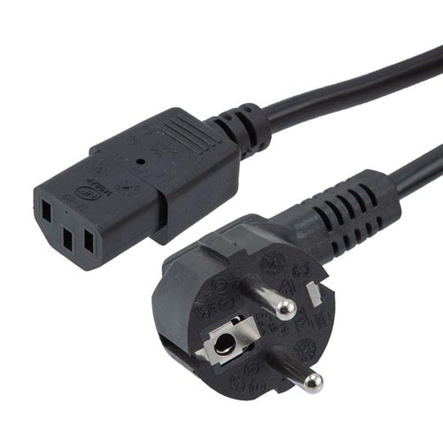 Schuko CEE7/7 to C13 International Power Cord - 10 Amp - 2M - Downward ...