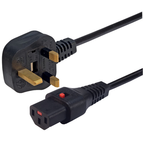 L-com Locking C13 to BS1363 Power Cord 2m - LC-PWRUKLK-2M