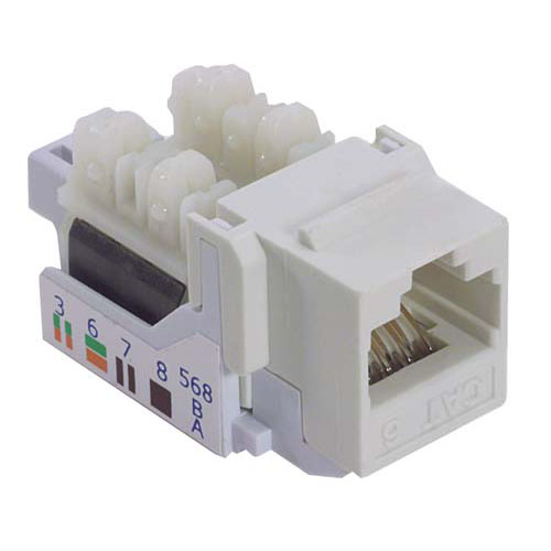 Category 6 Keystone Jack, 110/RJ45 (8x8), EIA568A/B Office White ...