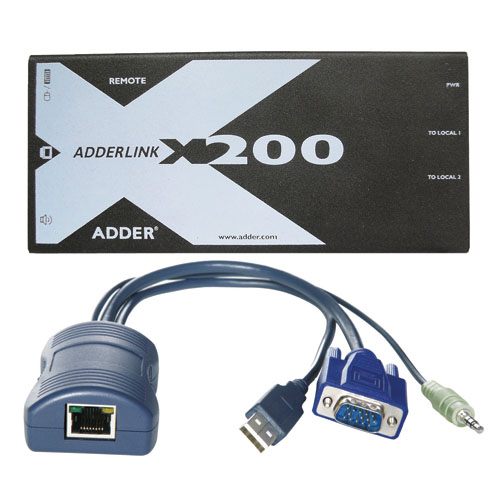 AdderLink X-200 Series Extender Pair, USB CAM, Audio, No Deskew 100m ...