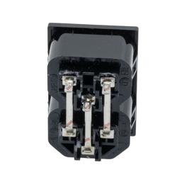 Picture of Snap-Fit, Panel-mount IEC Outlet for two 60320-2-2/F Connectors, 2.8 mm solder tabs