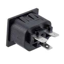 Picture of AC PEM 320-2-2/F IEC Inlet Connector, Snaps into 1.0 mm panel Mount, 6.3 mm Quick-Connect Termination