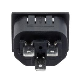 Picture of AC PEM 320-2-2/F IEC Inlet Connector, Snaps into 1.5 mm panel Mount, 6.3 mm Quick-Connect Termination