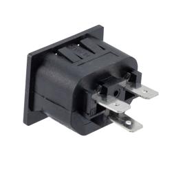 Picture of AC PEM 320-2-2/F IEC Inlet Connector, Snaps into 1.5 mm panel Mount, 6.3 mm Quick-Connect Termination