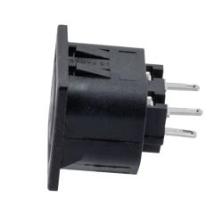 Picture of AC PEM 320-2-2/F IEC Inlet Connector, Snaps into 1.5 mm panel Mount, 2.8 mm Solder Tab Termination