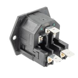 Picture of Twin-Fused IEC Inlet, Flange Mount, C14 Connector, 6.3 mm Tab Termination, 5mm x 20mm Fuse