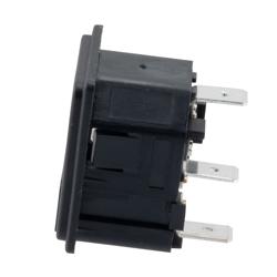 Picture of AC PEM C14 type 1.0 mm Snap-In Panel Mount IEC inlet connector AC power entry module with 6.3 mm Quick-Connect Fuseholder