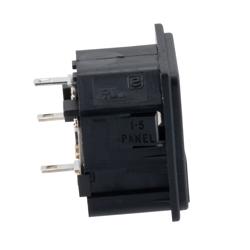 Picture of AC PEM C14 type 1.5 mm Snap-In Panel Mount IEC inlet connector AC power entry module with 2.8 mm Solder Terminals Fuseholder