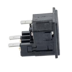 Picture of Twin-Fused IEC Inlet, Snap-Fit, Panel Mount, C14 Connector, 6.3 mm Tab Termination, 5mm x 20mm Fuse, 2 mm Panel Thickness
