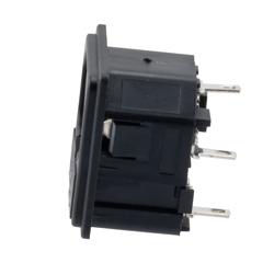 Picture of AC PEM C14 type 2.0 mm Snap-In Panel Mount IEC inlet connector AC power entry module with 2.8 mm Solder Terminals Fuseholder