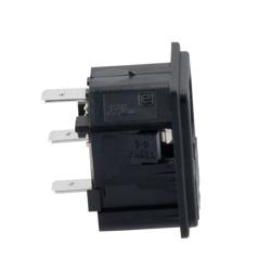 Picture of AC PEM C14 type 3.0 mm Snap-In Panel Mount IEC inlet connector AC power entry module with 6.3 mm Quick-Connect Fuseholder