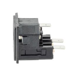 Picture of Twin-Fused IEC Inlet, Snap-Fit, Panel Mount, C14 Connector, 6.3 mm Tab Termination, 5mm x 20mm Fuse, 3 mm Panel Thickness