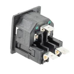 Picture of Twin-Fused IEC Inlet, Snap-Fit, Panel Mount, C14 Connector, 6.3 mm Tab Termination, 5mm x 20mm Fuse, 3 mm Panel Thickness