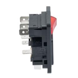 Picture of AC PEM C14, 1.0 to 3.0mm Horizontal Panel Snap-In, 6.3mm Quick-connect, Single Illuminated Switch Fuseholder