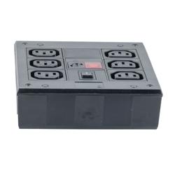 Picture of Square Power Distribution Unit with a Neon Indicator, EMI Filter, 6 C13 Shuttered Outlets