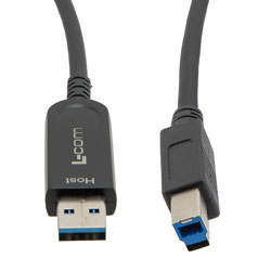 Picture of USB 3.1 Active Optical Cable, A male to B male, Backwards Compatible, PVC Jacket, 15 Meters