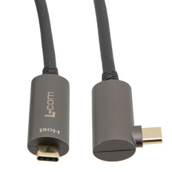 Picture of USB 3.1 Active Optical Cable, A male to Right Angle C male, Backwards Compatible, PVC Jacket, 8 Meters