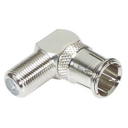 Picture of Coaxial 75 Ohm Right Angle Adapter, F Female / F Male, Push On