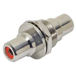 Picture of Coaxial Adapter, RCA Bulkhead Female / Female, 0.5" D-Hole, Red