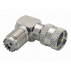 Picture of Coaxial 50 Ohm Right Angle Adapter, Mini-UHF Female / Male