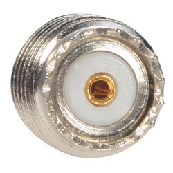 Picture of Coaxial 50 Ohm Right Angle Adapter, Mini-UHF Female / Male