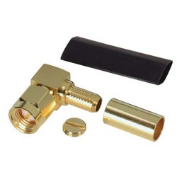 Picture of SMA Male Crimp, Right Angle for RG58U Cable (Gold)