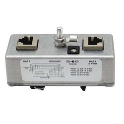 Power Over Ethernet PoE Midspan Injector Category 5e 1 Port 802.3af Type B  w/ Lightning Protection & Power Supply 48 Volts at 48 Watts