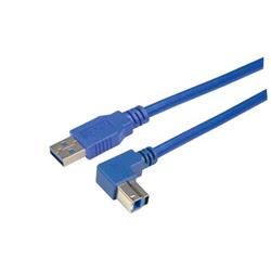 Picture of USB 3.0 Right Angle Cable Assembly - Down Angle B - Straight A Connectors 1 Meter