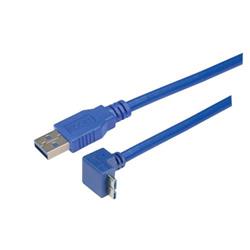 Picture of USB 3.0 Right Angle Cable Assembly - Down Angle Micro B - Straight A Connectors 3 Meters