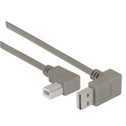 Picture of Right Angle USB Cable, Down Angle A Male/ Left Angle B Male, 0.3m