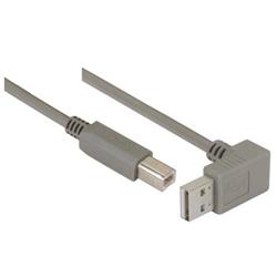 Picture of Right Angle USB Cable, Down Angle A Male/ Straight B Male, 3.0m