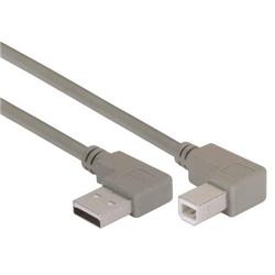 Picture of Right Angle USB Cable, Left Angle A Male/Right Angle B Male, 0.3m