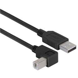 Picture of Right Angle USB Cable, Straight A Male/Down Angle B Male Black, 2.0m