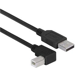 Picture of Right Angle USB Cable, Straight A Male / Left Angle B Male Black, 2.0m