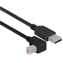 Picture of Right Angle USB Cable, Straight A Male / Up Angle B Male Black, 0.5m