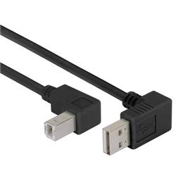 Picture of Right Angle USB Cable, Down Angle A Male/ Down Angle B Male Black, 0.5m