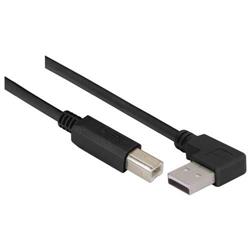 Picture of Right Angle USB Cable, Left Angle A Male/Straight B Male Black, 0.3m