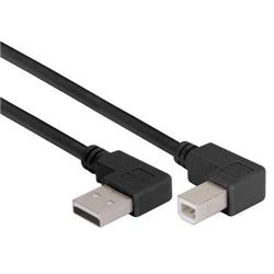 Picture of Right Angle USB Cable, Left Angle A Male/Right Angle B Male Black, 0.5m