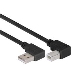 Picture of Right Angle USB Cable, Right Angle A Male/Left Angle B Male Black, 0.5m