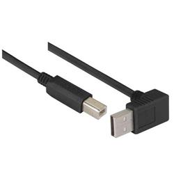 Picture of Right Angle USB cable, Up Angle A Male/ Straight B Male Black, 0.3m