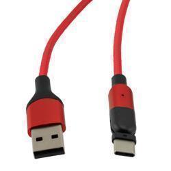 Picture of 180 degrees Rotating Head, USB 2.0 A  to C, M/M, Red Nylon Braided Cable, 5 Volt, 2.4 Amp, 1M