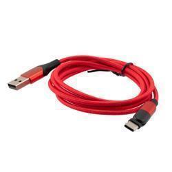 Picture of 180 degrees Rotating Head, USB 2.0 A  to C, M/M, Red Nylon Braided Cable, 5 Volt, 2.4 Amp, 1M