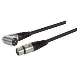 Picture of XLR Pro Audio Cable Assembly, XLR Male Right Angle - XLR Female. 25.0 ft