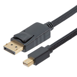 Picture of Nylon Braided Cable, DisplayPort to Mini DisplayPort Male to Male with Ferrites, Supports 4K Resolution, 1 Meter