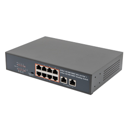 10 Port Gigabit PoE Ethernet Switch, 2x RJ45 10/100/1000TX, 8x RJ45  10/100/1000TX with PoE+ 802.3at/af 120Ws, Desktop, Rack or Wall Mount
